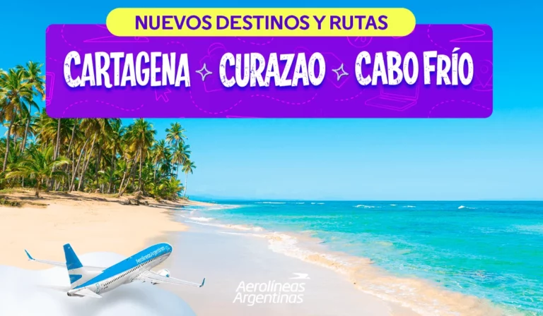 Aerolíneas Argentinas suma nuevas rutas para el verano: Cartagena, Curazao y el regreso de Cabo Frío